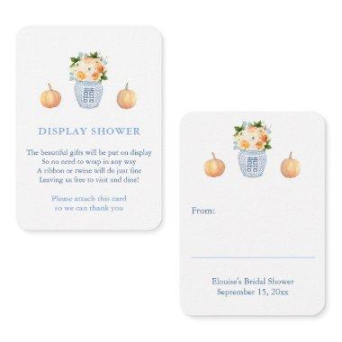 Elegant Pumpkin Blue White Autumn Display Shower Enclosure