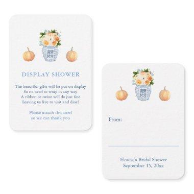 Elegant Pumpkin Blue White Autumn Display Shower Enclosure Invitations