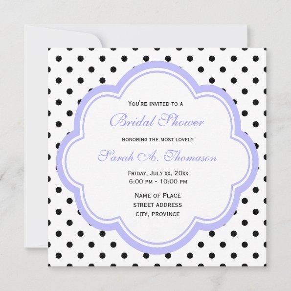 Elegant purple and classic B&W polka dots bridal Invitations