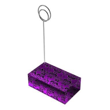 ELEGANT PURPLE BLACK CLASSY DAMASK TABLE NUMBER HOLDER