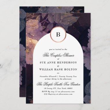 Elegant Purple Boho Fall Arch Gold Couples Bridal Invitations