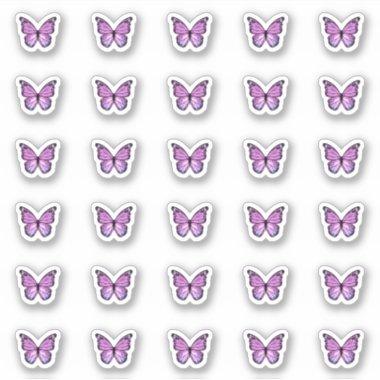 Elegant Purple Butterfly Kisses Monogram Candy Sticker