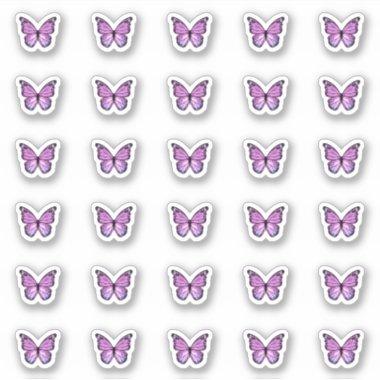 Elegant Purple Butterfly Kisses Monogram Candy Sticker