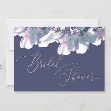 Elegant Purple Dusty Blue Silver Bridal Shower Invitations