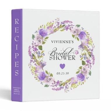 Elegant Purple Floral  Recipe 3 Ring Binder