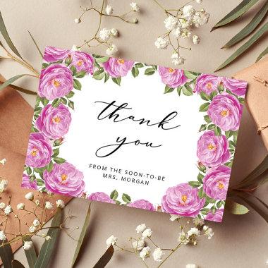 Elegant Purple Floral Bridal Shower Thank You Invitations