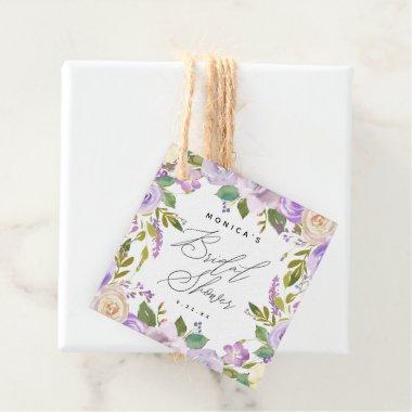 Elegant Purple Floral Double-Sided  Favor Tags