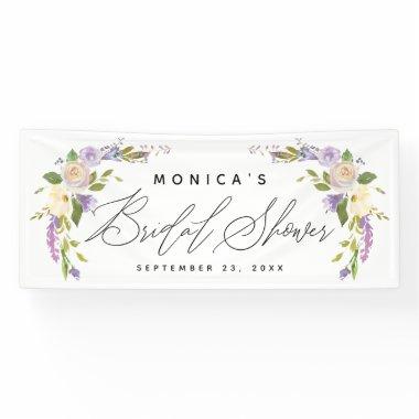 Elegant Purple Floral Personalized Bridal Shower Banner