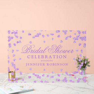 Elegant Purple Glitter  Welcome Acrylic Sign