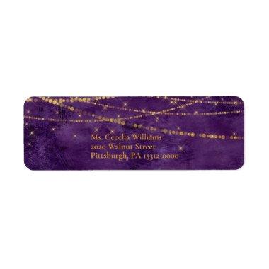 Elegant Purple/Gold Bokeh with String Lights Label