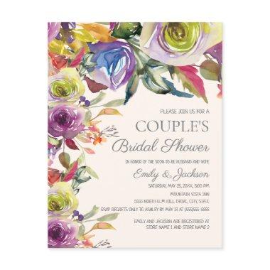 Elegant Purple Gold Floral Couple's Bridal Shower Invitations