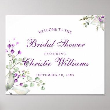 Elegant Purple Lavander Flowe Bridal Shower Poster