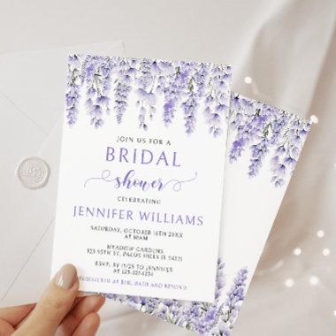 Elegant purple lavender floral bridal shower Invitations