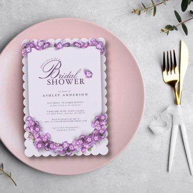 Elegant Purple Lilac I Arch Floral Bridal Shower Invitations