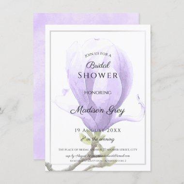 Elegant Purple Magnolia Bridal Shower Invitations