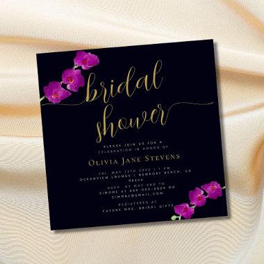 Elegant Purple Orchid Moody Dark Bridal Shower Invitations