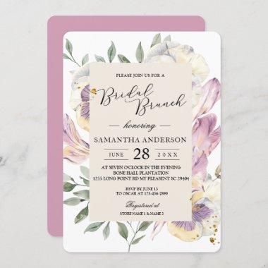 Elegant Purple & Pansy Watercolor Floral Frame Invitations