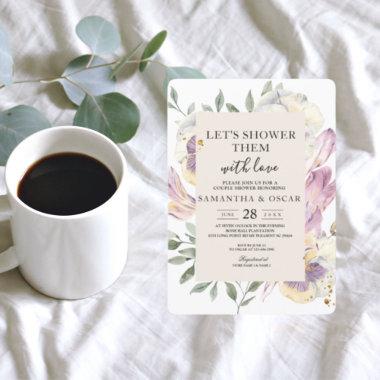 Elegant Purple & Pansy Watercolor Floral Frame