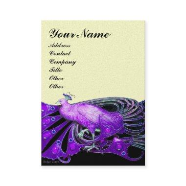 ELEGANT PURPLE PEACOCK Black Cream Pearl Business Invitations