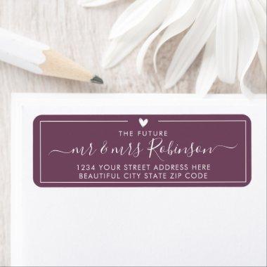 Elegant Purple Script Wedding Return Address Label