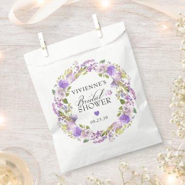 Elegant Purple White Floral Bridal Shower Favor Bag