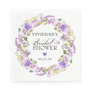 Elegant Purple White Floral  Napkins