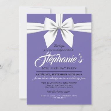 Elegant Purple White Tiffany Birthday Invitations