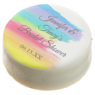 Elegant Rainbow Personalized Lesbian Bridal Shower Chocolate Covered Oreo