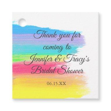 Elegant Rainbow Personalized Lesbian Bridal Shower Favor Tags