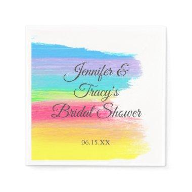 Elegant Rainbow Personalized Lesbian Bridal Shower Napkins