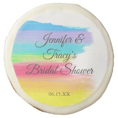 Elegant Rainbow Personalized Lesbian Bridal Shower Sugar Cookie
