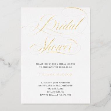 Elegant Real Foil Calligraphy Bridal Shower Invite