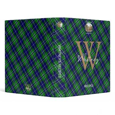 Elegant Recipe Douglas Clan Tartan Monogram Name 3 Ring Binder