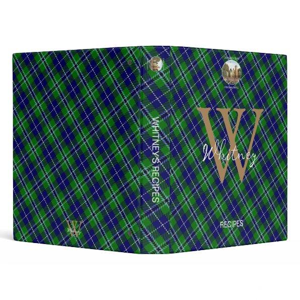 Elegant Recipe Douglas Clan Tartan Monogram Name 3 Ring Binder