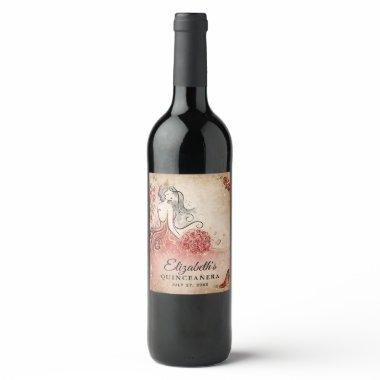 Elegant Red and Gold Princess Parchment Paper Wine Label