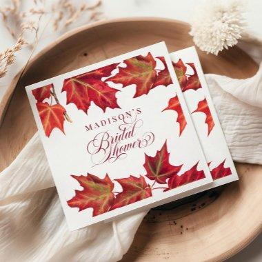 Elegant Red Fall Leaves Autumn  Napkins