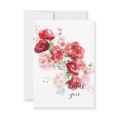 Elegant Red Floral Simple Custom Wedding Thank You