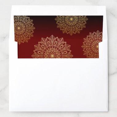 Elegant Red Gold Mandala Envelope Liner