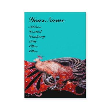 ELEGANT RED PEACOCK FASHION JEWEL IN BLUE BLACK BUSINESS