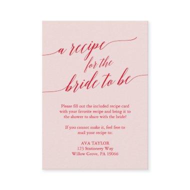 Elegant Red Pink Calligraphy Recipe  Insert