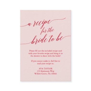 Elegant Red Pink Calligraphy Recipe Invitations Insert