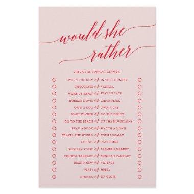 Elegant Red Pink Calligraphy Would She Rather Game Flyer
