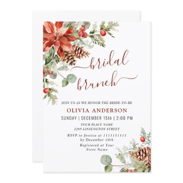 Elegant Red Poinsettia Watercolor Bridal Brunch