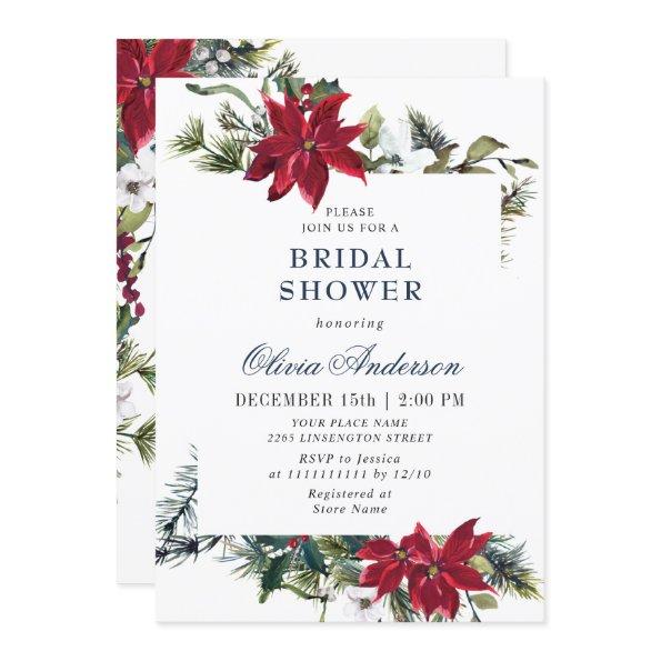 Elegant Red Poinsettia Watercolor