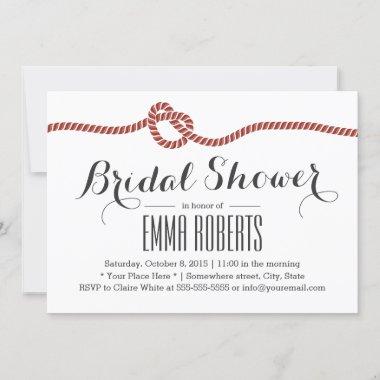 Elegant Red Rope Knot Bridal Shower Invitations