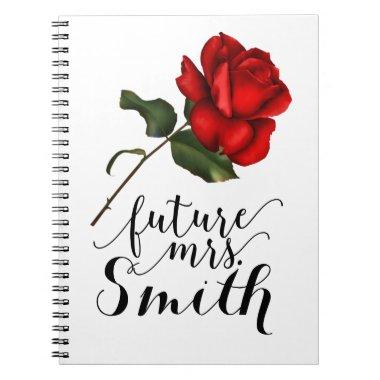 Elegant Red Rose Elegant Glam Floral Future Mrs. Notebook