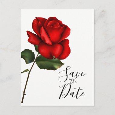 Elegant Red Rose Long Stem Wedding Save the Date Announcement PostInvitations