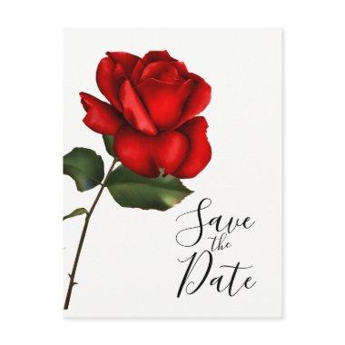 Elegant Red Rose Long Stem Wedding Save the Date Announcement Post