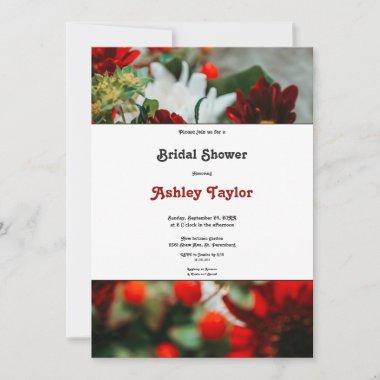 Elegant red roses Blossoms floral Bridal Shower Invitations