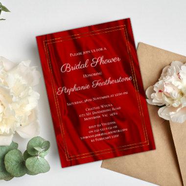 Elegant Red Silk Bridal Shower Invitations